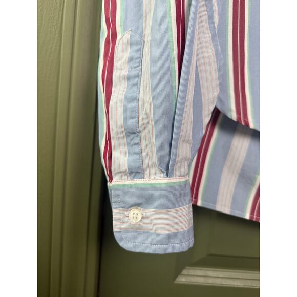 NEW Frank & Eileen SILVIO Untuckable Button-Up Blue Multi Stripe Shirt Womens XS - Picture 5 of 9